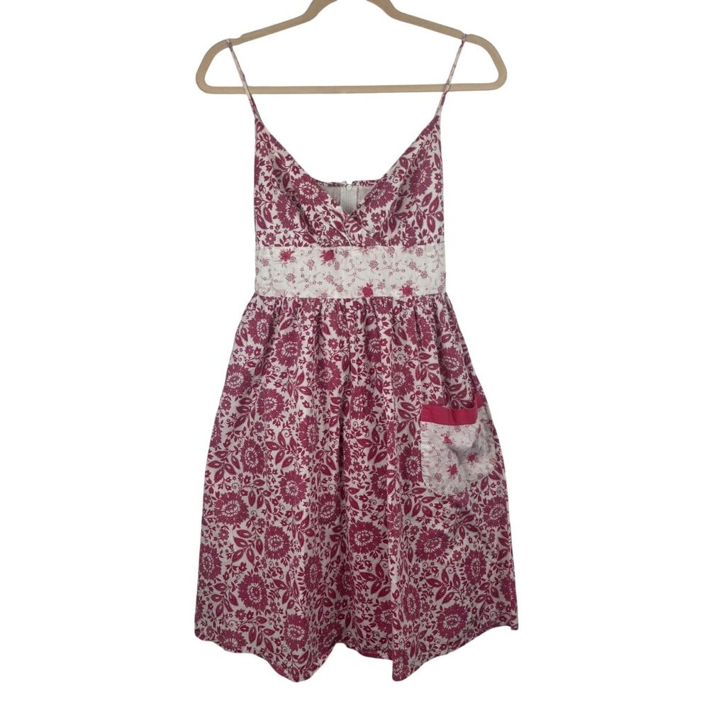 VTG Y2K Charlotte Russe 9 S M Cottagecore Floral Sundress With Tie Back Pocket